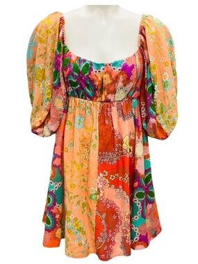 ZIMMERMANN MULTICOLOR SPLICED FLORAL LOLA PANELLED MINI DRESS